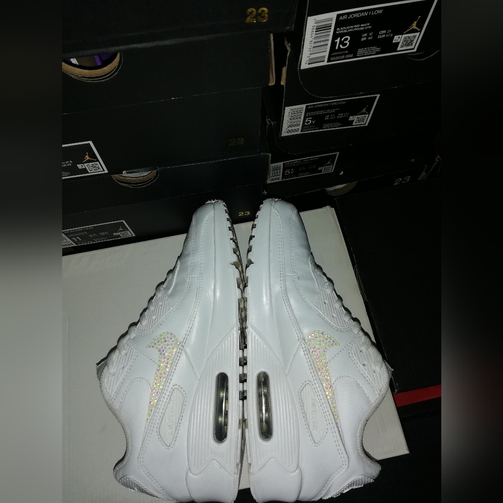 NIKE AIR MAX 90S "SWAROVSKI CRYSTALS CUSTOMIZED WOMEN'S US SIZE 8.5 GREAT COND - Picture 4 of 12